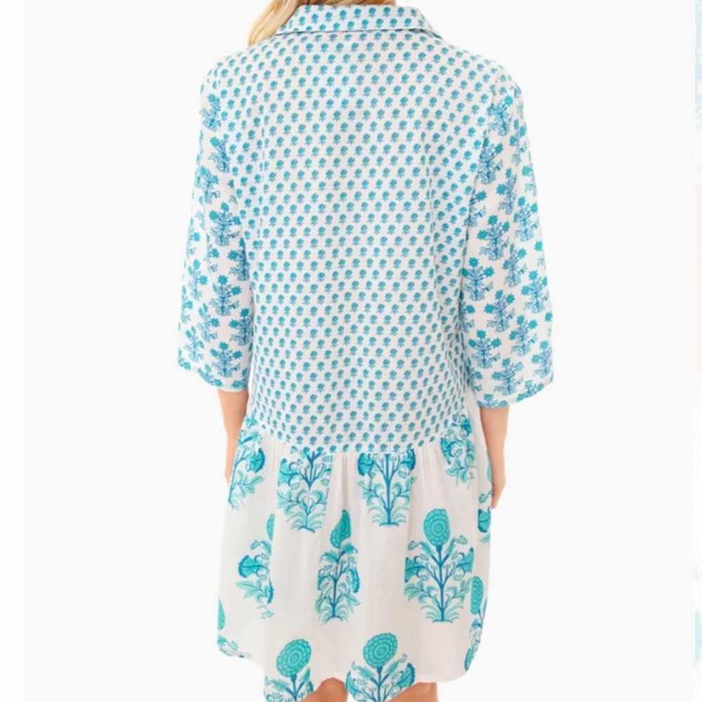 Tuckernuck Ro’s Garden Deauville Cotton Drop Waist Button Up Dress, Size XS - Picture 2 of 10